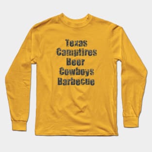 Texas Campfires Beer Cowboys Barbeque Long Sleeve T-Shirt